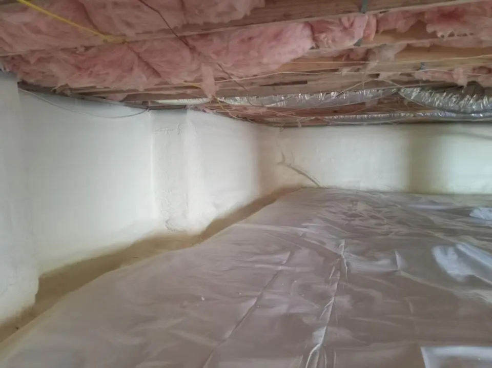 Crawl space encapsulation with closed-cell spray foam for Roof Leak Repair in Dedham